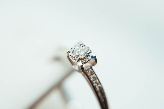 Close up of an engagement ring setting